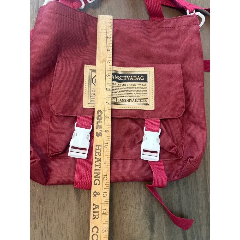 Lanshiyabag 5pc Backpack Set Maroon Burgundy School Travel Messenger Bag‎ Pouch
